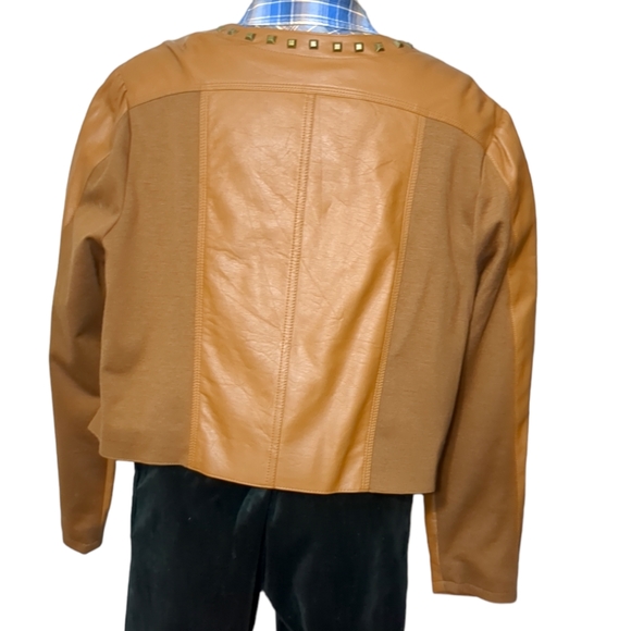Addition Elle caramel embellished aux leather jacket size 20 - Picture 10 of 12